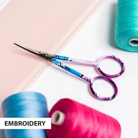 SINGER&reg; 4'' Curved Tip Forged Embroidery Scissors with Printed Handles, 3ct. {7}