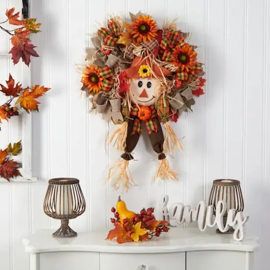 30" Scarecrow Autumn Wreath {3}