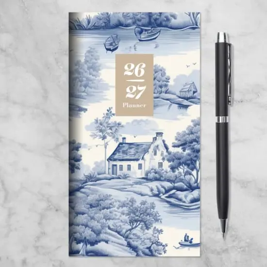 2026-2027 Blue Toile Small Monthly Pocket Planner {7}