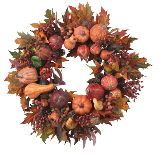 28" Harvest Pumpkin Wreath {3}
