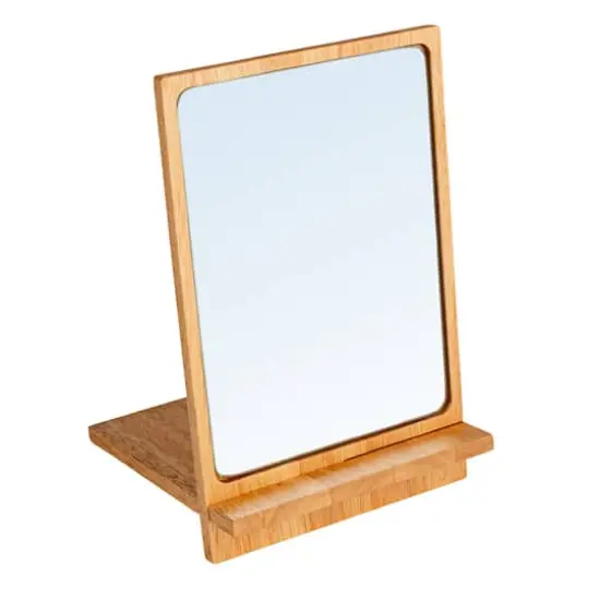 Hello Honey&reg; 9.75" Natural Rubberwood Reflections Desk Mirror {1}