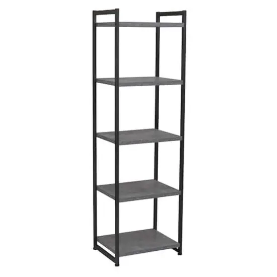 Household Essentials Jamestown 59" 5-Shelf Narrow Bookshelf Gray {1}