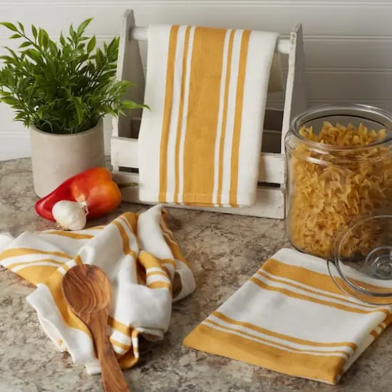 DII&reg; Honey Gold Chef Stripe Dish Towels, 3ct. {3}