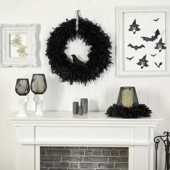 30" Halloween Raven Feather Wreath {5}