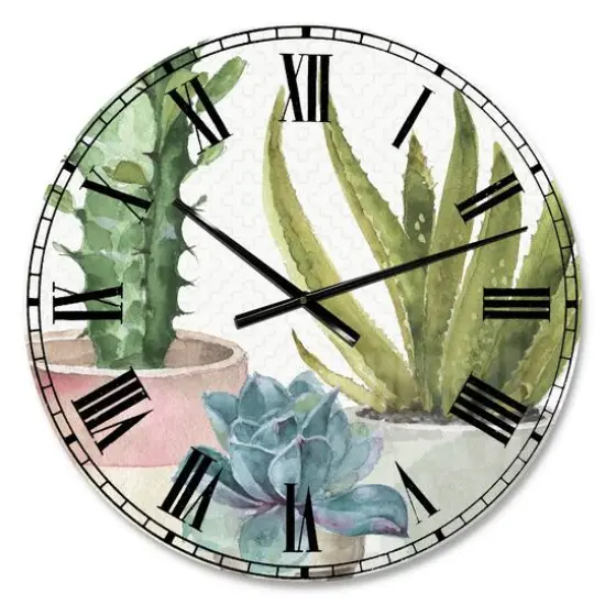 Designart 'Mixed Green Element Iii Farmhouse Wall Clock {1}