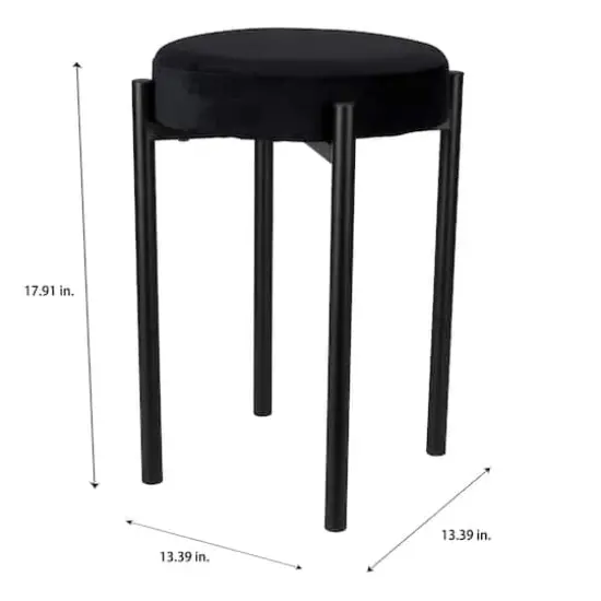 Home Details 18" Velour Vanity Stool Black {4}