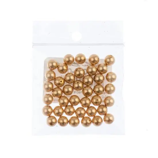 Preciosa Maxima 6mm Glass Nacre Pearls, 40ct. Gold {3}