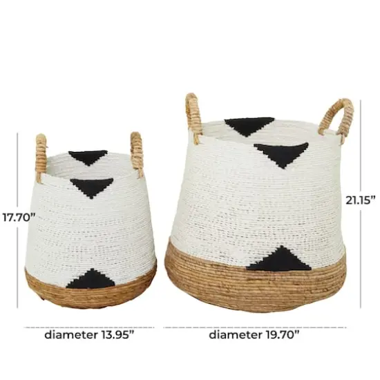 CosmoLiving by Cosmopolitan White Banana Leaf Bohemian Storage Basket Set {7}