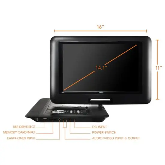 Trexonic 14.1" Portable DVD Player with Swivel LCD Screen {5}