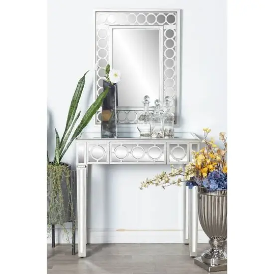 Set of 2 Grey Wood Glam Console Table, 31" x 31" {15}
