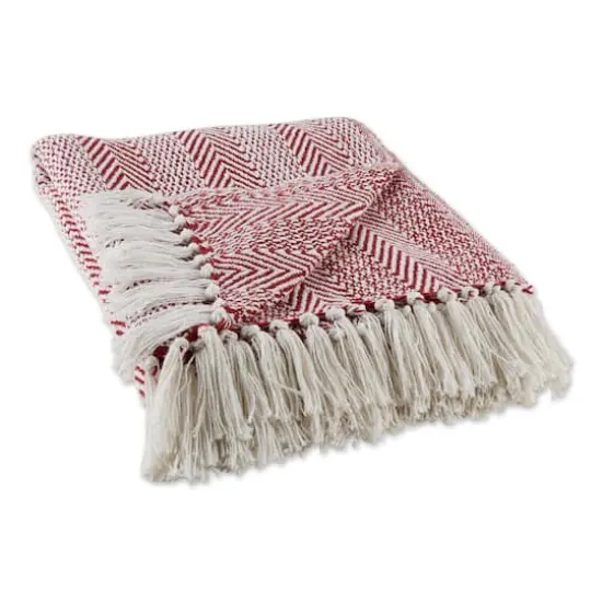 DII&reg; Barn Red Herringbone Stripe Throw {1}