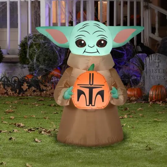 3.5ft. Airblown&reg; Inflatable Halloween Star Wars&trade; The Child & Pumpkin {3}