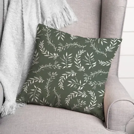 18" Swirly Leaves Indoor/Outdoor Pillow Sage {3}