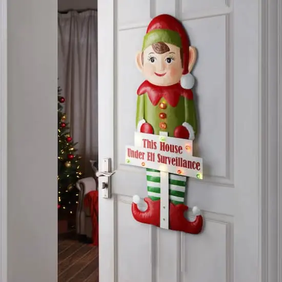 Mr. Christmas 38" Outdoor Metal Elf Sign {4}