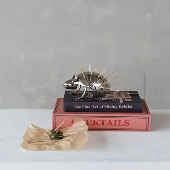 Hello Honey Aluminum Vintage Reproduction Mouse Toothpick Holder, Nickel Finish {3}