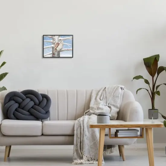 Stupell Industries Snowy Birch Tree Owl Framed Giclee Art Black {3}