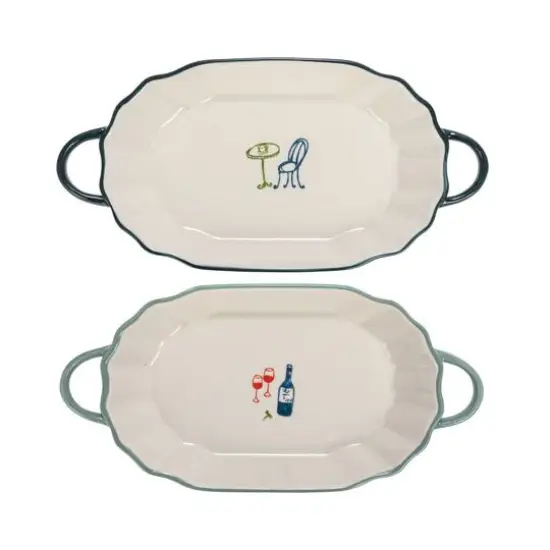 Hello Honey&reg; 9.5" White Stoneware Plates with Handles Set {8}