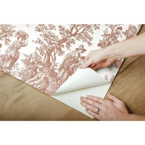 RoomMates Country Life Toile Peel & Stick Wallpaper Red and White {9}