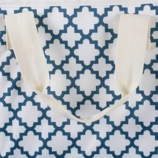 Navy Polyester Lattice Rectangle All Purpose Storage Bin {6}