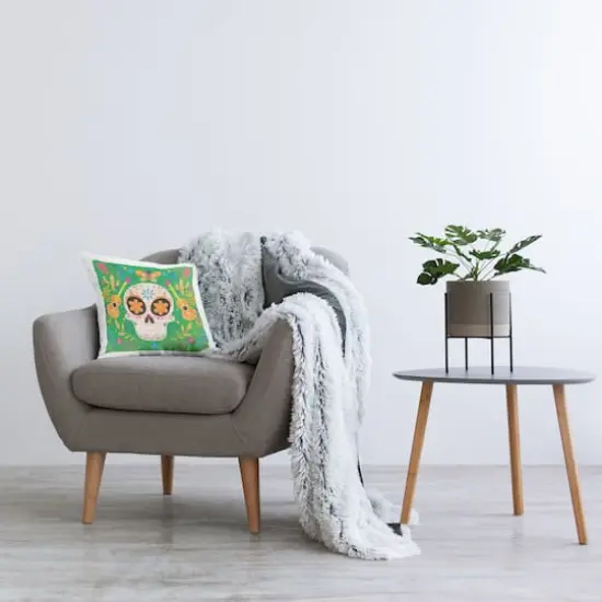 Stupell Industries Green Day of Dead Patterned Skull Throw Pillow {3}