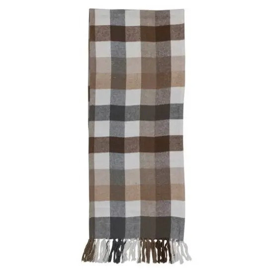 Hello Honey&reg; 72" Plaid Brushed Cotton Flannel Table Runner with Fringe {1}
