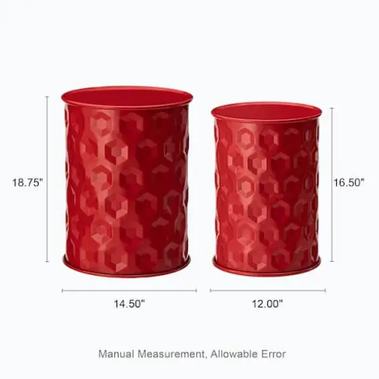 Glitzhome&reg; Multifunctional Embossed Honeycomb Texture Metal Garden Stool Set Red {9}