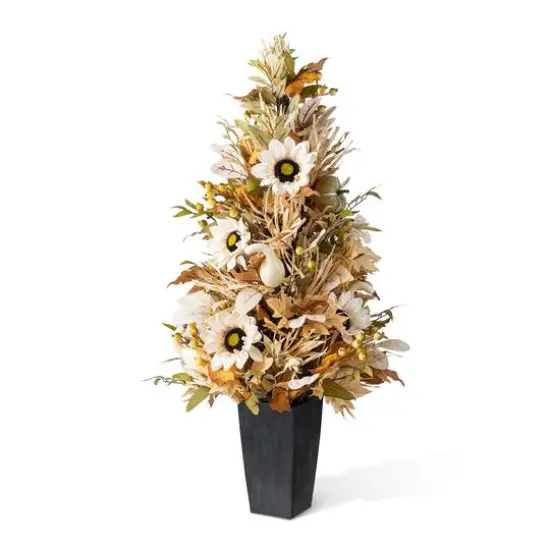 Glitzhome&reg; 36" Fall Neutral Sunflower, Pumpkin and Leaf Porch Tree {8}