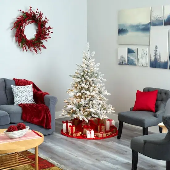 5ft. Pre-Lit West Virginia Spruce Artificial Christmas Tree, Clear LED Lights {7}