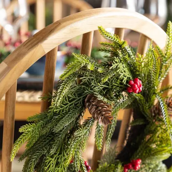 Glitzhome® 14"D Christmas Mini PE Wreath with Pinecones and Red Berries Set {5}