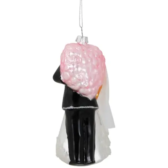 5.25" Bride and Groom Kissing Glass Wedding Christmas Ornament {8}