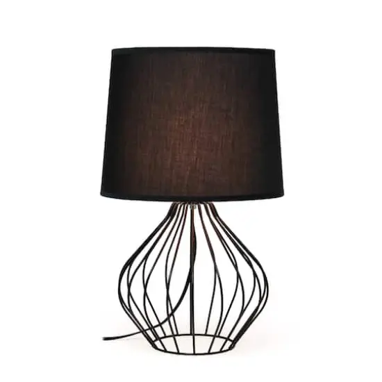 Simple Designs 19.7" Geometrically Wired Table Lamp Black with Black Shade {3}