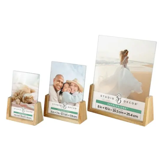 Expressions&trade; Clear Plastic Frame with Wood Base by Studio D&eacute;cor&reg; {6}