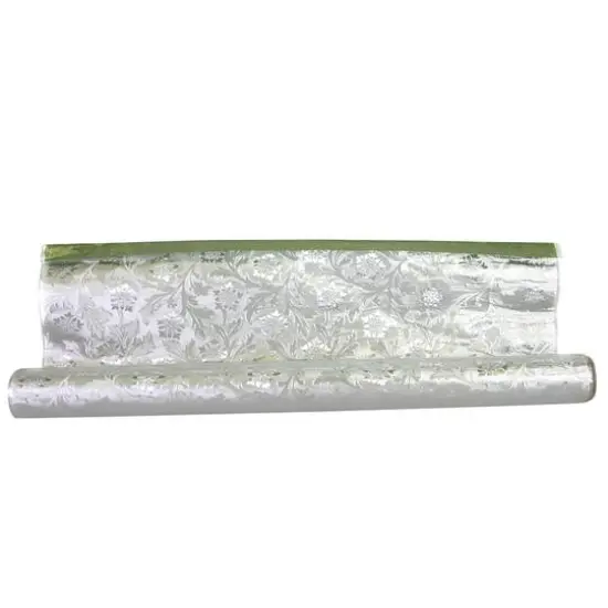 JAM Paper Floral Foil Wrapping Paper, 30" x 30ft. White {2}