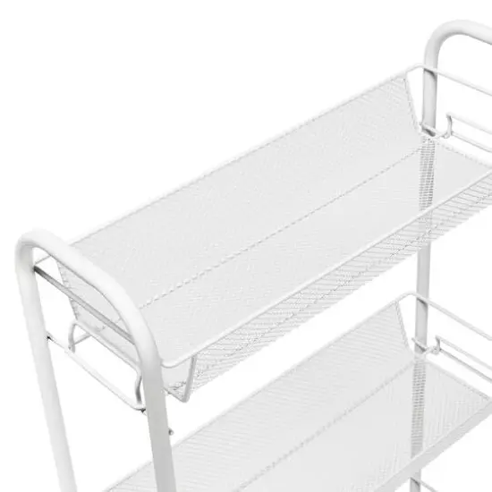 Honey Can Do White 3-Tier Mesh Narrow Rolling Cart {5}