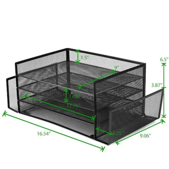 Mind Reader 6-Compartment Desk Organizer Black {4}