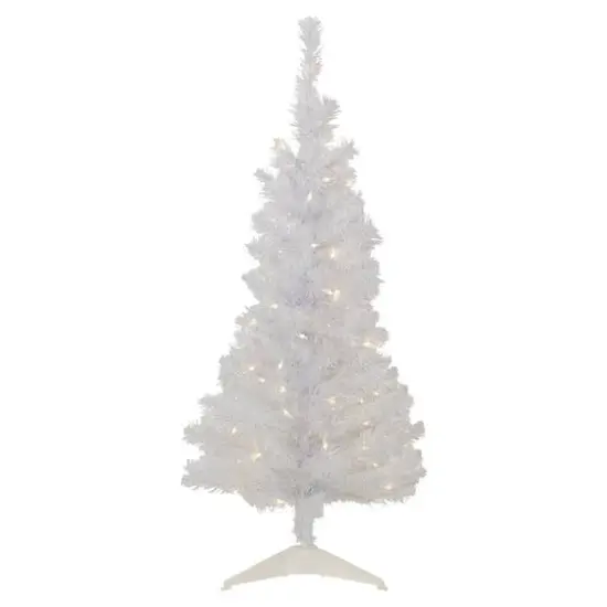 4ft. Pre-Lit White Rockport Pine Artificial Christmas Tree, Clear Lights {1}