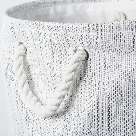 DII&reg; 17" Woven Paper Lurex Storage Bin White and Silver {6}