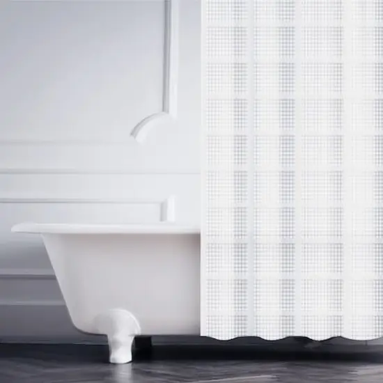 Elle D&eacute;cor White Jacquard Solid Weave Shower Curtain {4}