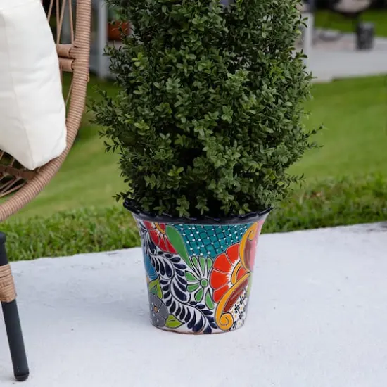 12" Handmade Mexican Talavera Ceramic Planter {9}