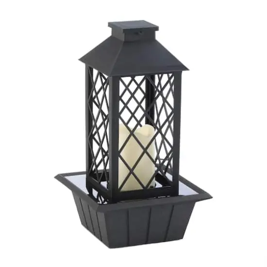 13.5" Black Lantern LED Tabletop Fountain {1}