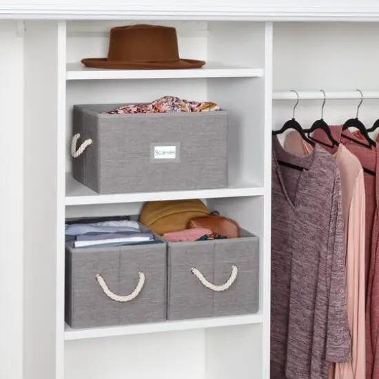 Honey Can Do Heather Gray Large Fabric Storage Bins with Handles, 3ct. {17}