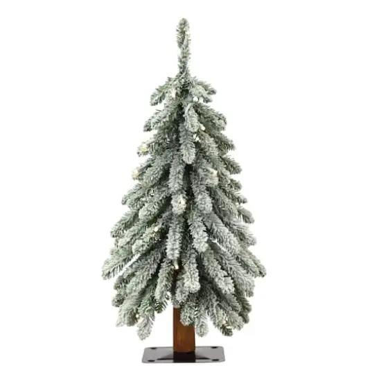 2ft. Pre-Lit Lightly Flocked Artificial Alpine Christmas Tree, Warm White LED Lights {1}