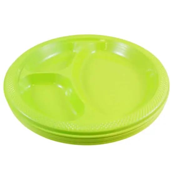 JAM Paper 10.25" Divided Plastic Party Plates, 20ct. Lime Green {3}