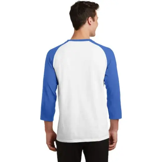 Port & Company® Core Blend 3/4-Sleeve Raglan Tee White/Royal {6}