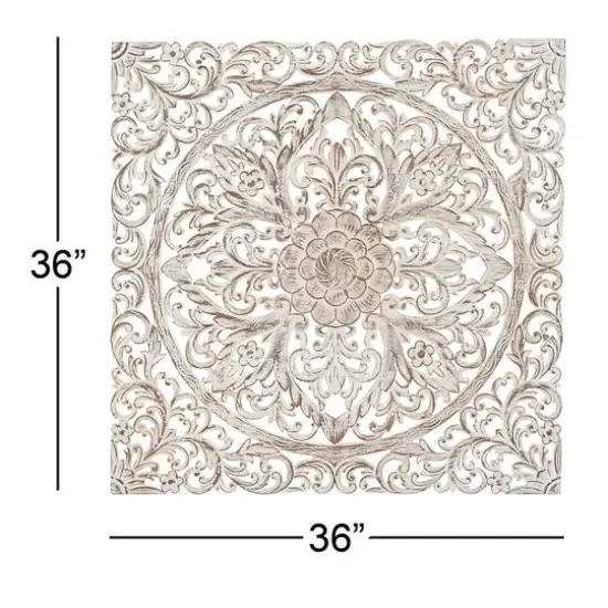 36" Brown Traditional Floral Wood Wall Decor {5}