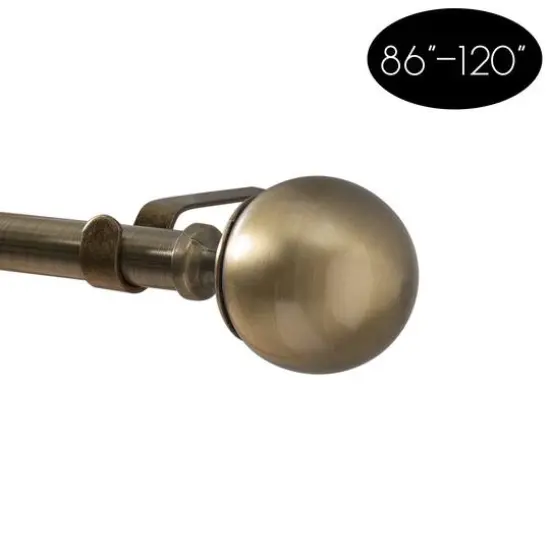 Home Details Solid Knob Steel Curtain Rod Antique Brass {5}
