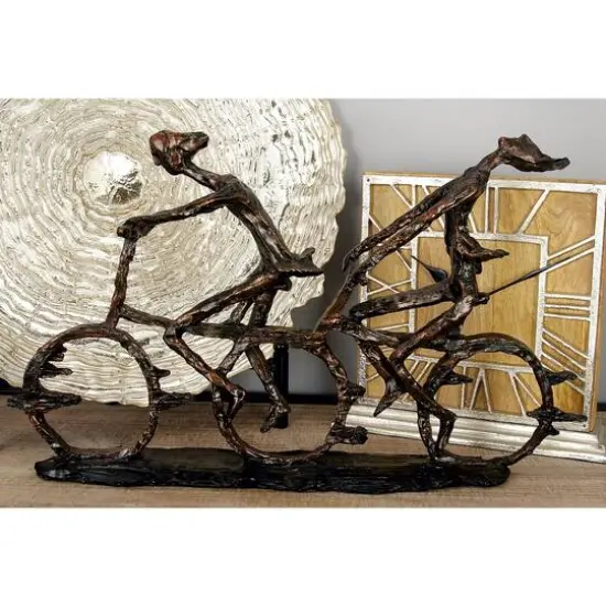 21" Brass Polystone Industrial Bicycle Sculpture {11}
