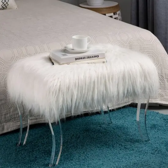 Glitzhome&reg; 24" Faux Fur Acrylic Bench {4}
