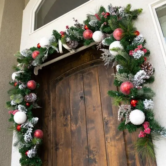 Village Lighting 9ft. Pre-Lit LED Frosted Wonderland Garland {6}