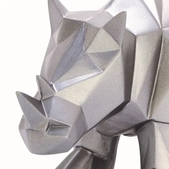 CosmoLiving by Cosmopolitan 10" Silver Polystone Rhino Sculpture {7}